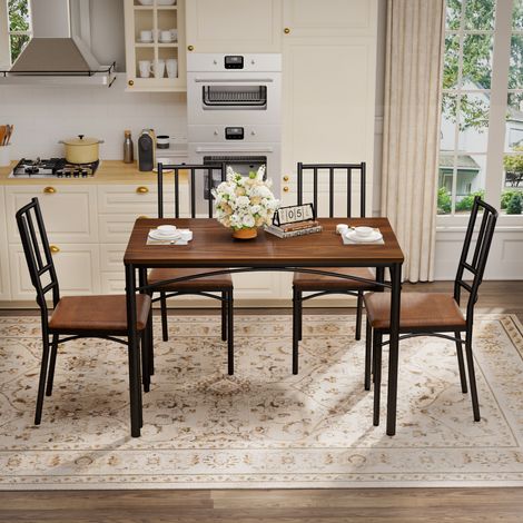 Ensemble table chaises 4 places 110x60 noyer OKMYHOME (1/5)