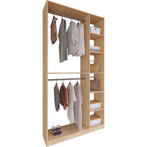 VCM Armadio in legno armadio aperto walk-in Porta abiti Dimensioni circa 110 x A. 211 x P. 35 cm - Palosa XL (quercia miele) (1/2)