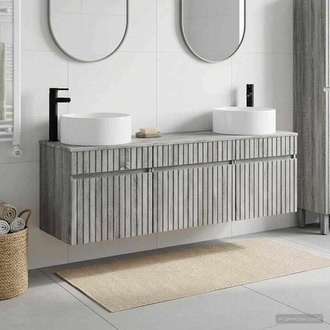 vidaXL Bathroom Cabinet Set 3 pcs Grey Sonoma 49 x 44.5 x 65.5 cm (1/5)