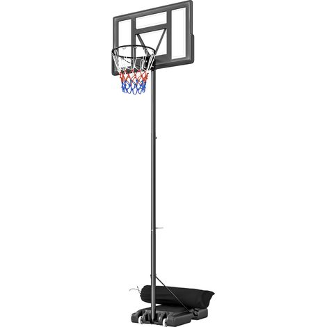 Outdoor-Basketballkorb (135–305 cm), schnell verstellbar, Basketballständer mit bruchsicherem Backboard (110 x 70 cm), 2 Rollen