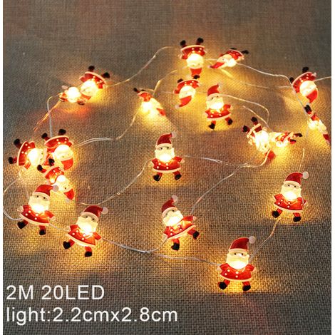 LYERCW - Guirlande lumineuse Père Noël, 2 m, 20 LED, décorations de Noël idéales pour les fêtes.
