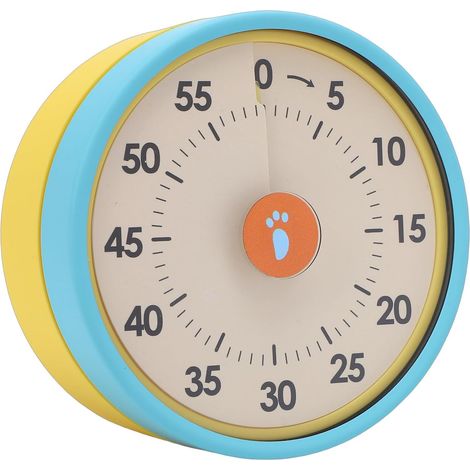 Minuteur visuel, minuteur de cuisine mécanique de 60 minutes avec aimant et support, chronomètre à double mode pour la cuisine, la pâtisserie, la salle de classe, les études, le bureau, adultes (bleu (1/5)