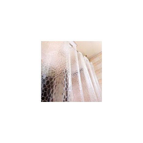 Rideau de douche à motif géométrique 180 x 200 cm (71 x 79 pouces), en tissu épais, imperméable et semi-transparent, écologique - Blanc - Crezuo (1/4)