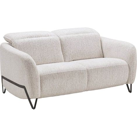 AMSTEN - Canapé fixe 2 places tissu polyester beige avec têtières inclinables manuelles (1/5)