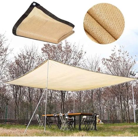 Filet d'ombrage tissé beige avec œillets renforcés, auvent polyvalent pour piscine, pergola et jardin (1/5)