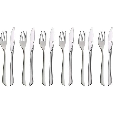 Couverts à dessert 12 pièces, d'entrée pour 6 personnes, de petit-déjeuner, partiellement mate, résistant aux rayures, lavable au lave-vaisselle. (1/5)