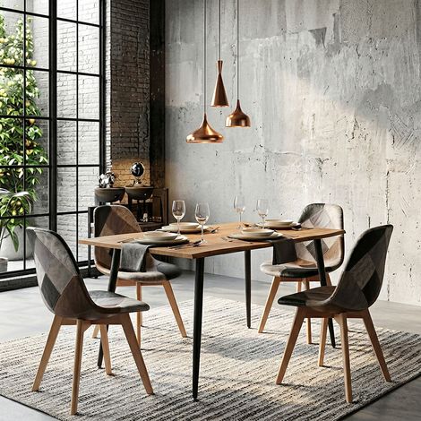 Table - HOME DECO FACTORY - Forest - Extensible - Bois Naturel - Marron et Noir (1/5)