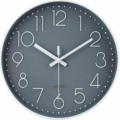 Moderne Horloge Murale silencieuse et sans tic-tac,Horloge Murale Mute Silencieuse Pendule Murale pour La Chambre Cuisine Salon - Gris-30 CM (1/5)