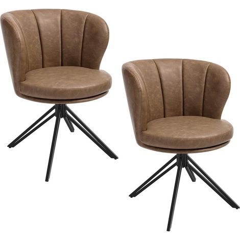 WOLTU Juego de 2 sillas de comedor de poliuretano, modernas sillas de cocina para sala de estar, marrón oscuro