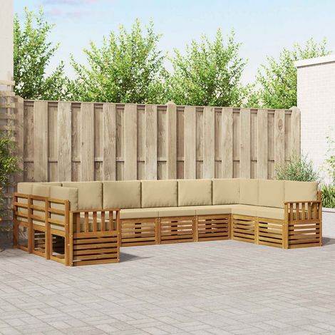 vidaXL Ecksofa Set mit Kissen 10 pcs Natur und Beige (1/5)
