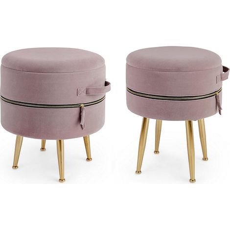 Poltrona Pouf "Pavlina" per interno, con struttura in mdf e compensato set da 2 pezzi -Grigio-Nero