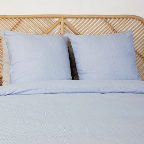 Parure de lit microfibre rayures bleu - Lanna 240 x 220 cm (1/3)
