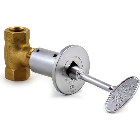 1/2-Zoll-Gasabsperrventil (gerade) mit 3-Zoll-Schlüssel, Flansch aus satiniertem Chrom, einbaufertiges Set (1/3)