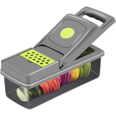 Tagliaverdure, tritatutto professionale per verdure, trita cipolle, affettatrice, tagliaverdure a cubetti, tritatutto e tritatutto multifunzione 15 in 1 per cucina e catering con contenitore. (1/4)