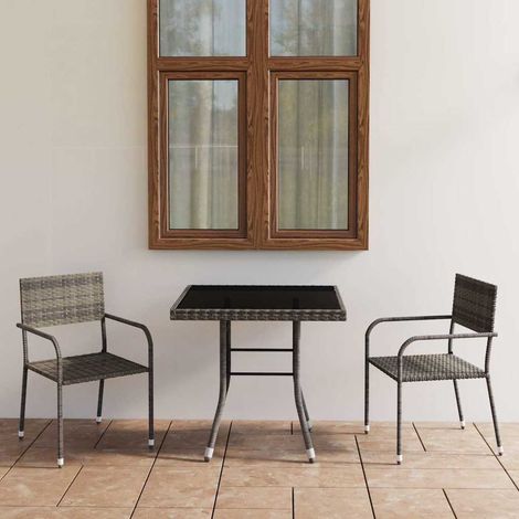 vidaXL Ensemble à manger de jardin 3pcs Résine tressée Anthracite gris (1/5)