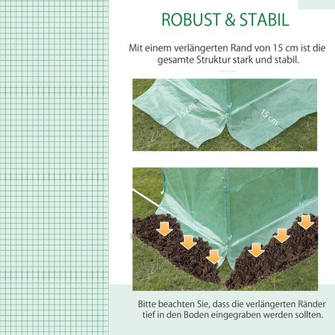 Bâche de serre 3x2x2 m, film jardin imperméable anti-UV, housse en plastique sans armature, couverture verte (1/5)