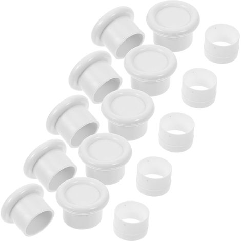 Lot de 5 Sets de Sets de Embouts Tringle en Plastique Blanc pour Tringle à Rideaux et Penderie, Installation Facile, Adapté pour Barre de 32mm, Manchon de Raccord (1/5)