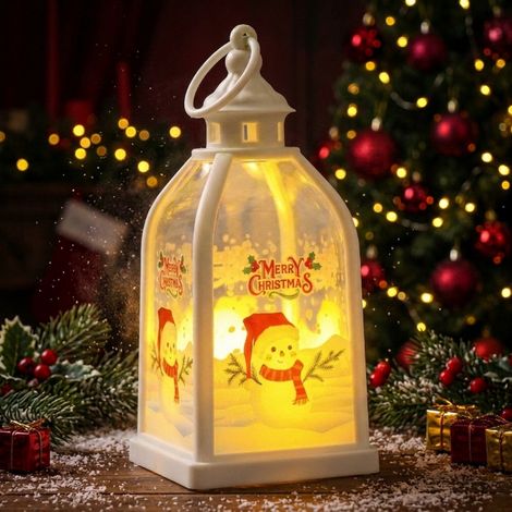 Décoration de Noël, lampe de nuit lumineuse en forme de bonhomme de neige, cadeau de Noël, accessoires de décoration pour fêtes et soirées, bougies (1/3)