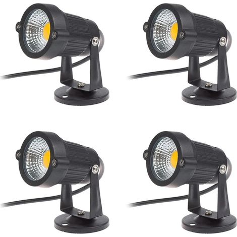 Memkey – Lot de 4 spots LED COB 5W 220V orientables – Aluminium noir – Norme IP65 pour extérieur – Lumière blanche chaude (1/5)