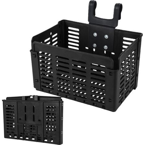 Cesta para manillar，Cesta para bicicleta，Cesta de almacenamiento delantera desmontable，Apta para bicicletas de montaña y eléctricas，Negra (1/5)