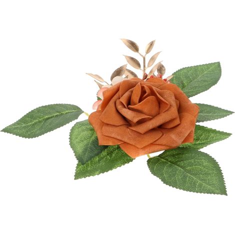 Rose Artificielle Orange pour Décoration d'automne, 1 Pièce Réaliste (1/5)