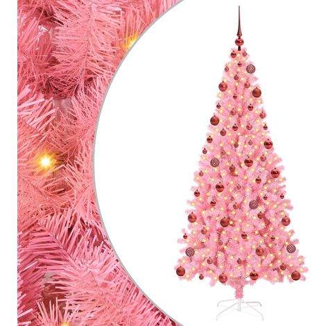Sapin de Noël  Arbre de Noël avec 300 LED avec support Rose 180 cm PVC (1/5)