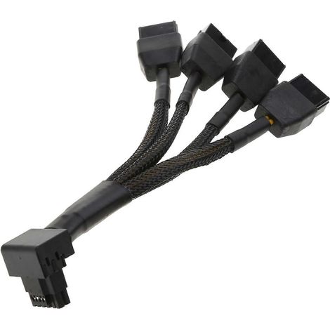 Câble adaptateur PCIe 5.0 3x8 broches vers 16 broches pour processeurs RTX4090 et RTX4080 (12V HPWR), coude à 90 degrés, 15 cm, convertisseur 3x8 broches vers 4x8 broches. (1/5)