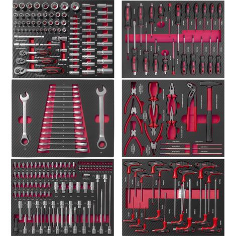 Edicion Carbono - Conjunto De Módulos De Herramientas Eva Con Terminación En Carbono Para Carro rojo, 6 MODULOS