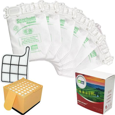 Sacchetti folletto vk 135-136 6 pz + granuli profumati terra di siena+ filtri compatibili (1/2)
