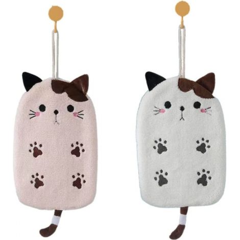 2er-Pack Katzenhandtücher, niedliche Handtücher fürs Badezimmer