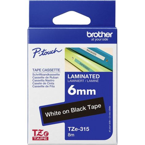 Ruban d'étiquetage Brother TZe, TZ TZe-315 Couleur de ruban: noir Couleur de police:blanc 6 mm 8 m