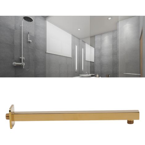 Barre de douche carrée, barre de fixation murale en acier inoxydable, bras de douche dissimulé brossé (1/5)