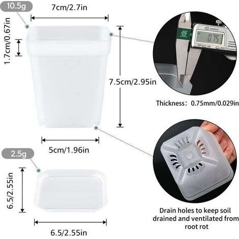24 Pièces 7CM Petit Pot de Fleurs Semis, Godet Semis Plastique, Pot de Repiquage, adapté aux Semis,Succulentes,Petit Plantes-Couleur Transparente (1/3)