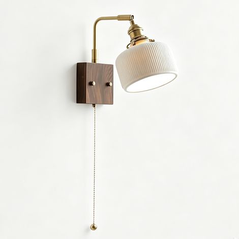 Applique Murale de Chevet en Céramique Blanche, LED 12 W 3 Couleurs, Interrupteur à Tirette et Hauteur Réglable, Salon et Chambre (1/5)