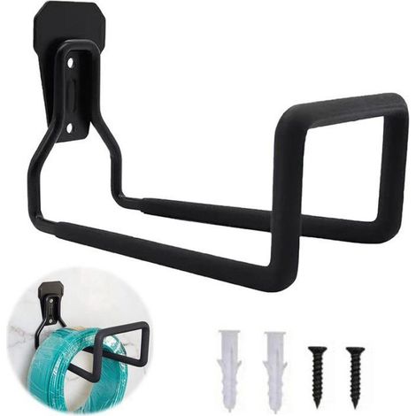 Porte-Tuyau D'Arrosage - Support Mural En Métal Noir - Pour Garage Atelier Jardin - 1 Pièce (1/5)