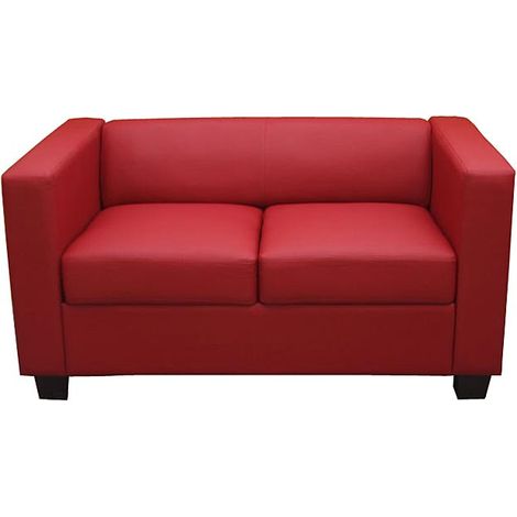 Canapé / sofa Lille, 2 places - simili-cuir, rouge (1/2)