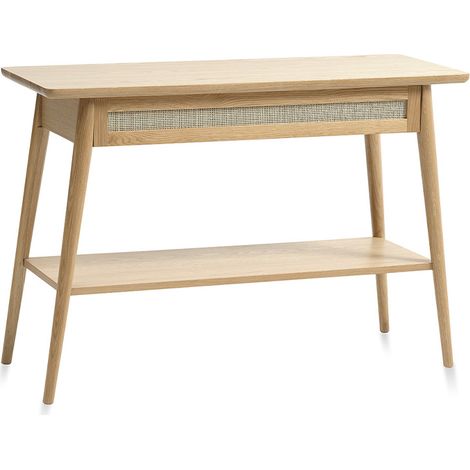 Console 2 plateaux 1 tiroir - Bois et rotin - CAPRI (1/5)