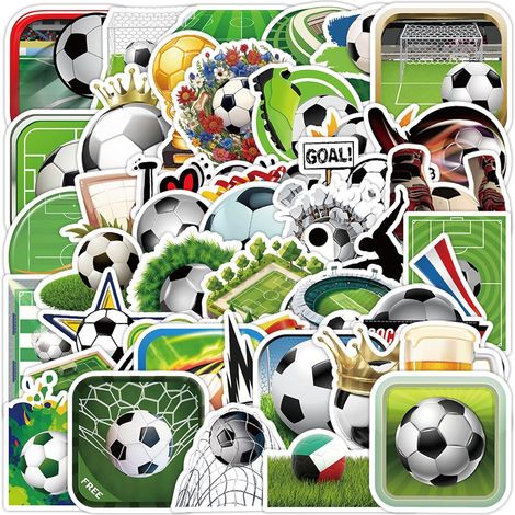 Lot de 50 Stickers Football, Autocollants PVC Réutilisables, Cadeaux Anniversaire Enfants Foot