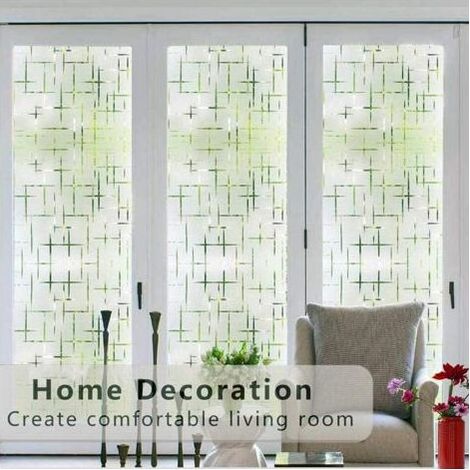 Lauwexe – Film de fenêtre statique aspect givré 45 × 200 cm – Protection contre la lumière et intimité – Installation facile sans colle – Motif en croix