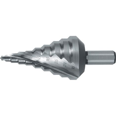 RUKO BROCA ESCALONADA HSS SISTEMA MÉTRICO. AGUJEROS PREVIOS A ROSCAR DIN/EN 60423 MEDIDAS (mm) 5.3-30.5 x 79 (9 pasos)