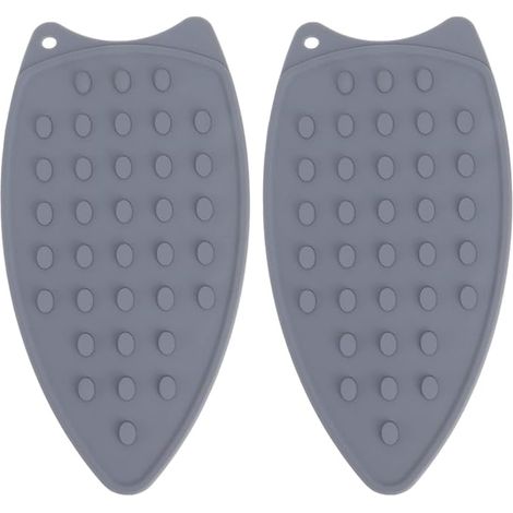 BRAVIX Coussin Repose-Fer en Silicone 2 Pièces Coussin Repose-Fer Résistant à la Chaleur pour Planche à Repasser Fer à Vapeur (Gris)