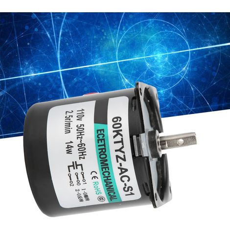 XD60KTYZ 14-W-Wechselstrom-Synchronmotor, langsam laufender Permanentmagnetmotor, drehmomentstarker, bidirektionaler Mikromotor mit niedriger Drehzahl, 2,5 U/min Mittelwelle, 110 V Wechselstrom (1/5)