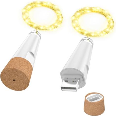 Lichterkette, USB Wiederaufladbare Weinflaschenlichter mit Korken, USB Lichterkette für Party Weihnachten