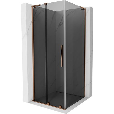 Mexen Velar L cabina doccia scorrevole 100 x 100 cm, grafite, oro rosa - 871-100-100-43-60 (1/5)
