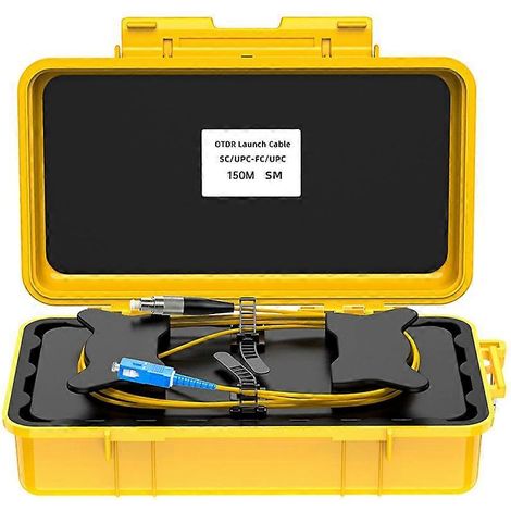 Boîtier de câble de lancement OTDR à fibre optique 150 m, anneau de fibre optique, boîtier de câble de transmission OTDR, éliminateur de zone morte SC/UPC-FC/UPC (1/5)