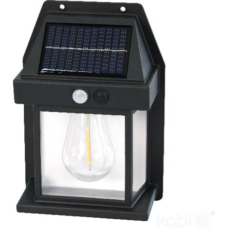 Applique murale solaire extérieure LED noire avec détecteur de mouvement IP44 OMVIA Kobi (1/4)