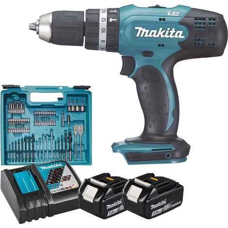 Makita – Perceuse à percussion 18V DHP453RFX4 – Couple 42Nm – 2 batteries 3.0Ah – 74 accessoires – Moteur Brushless pour béton armé (1/5)