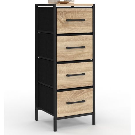 Meuble d'appoint 4 tiroirs UTAH 30 cm chiffonnier, meuble de rangement design industriel
