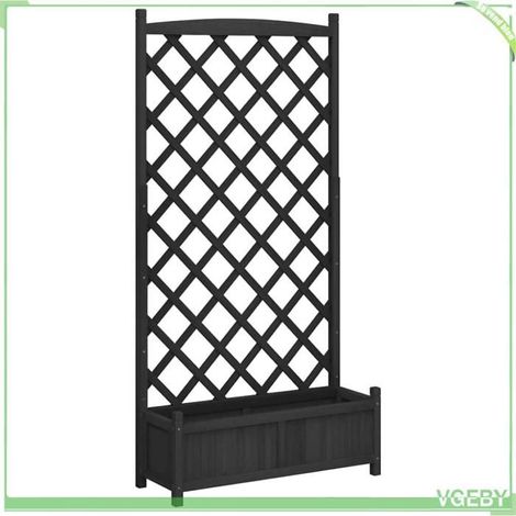 Jardinière avec treillis - FAFEICY - 365493 - Bois massif sapin - Noir - 90x35x180 cm (1/5)