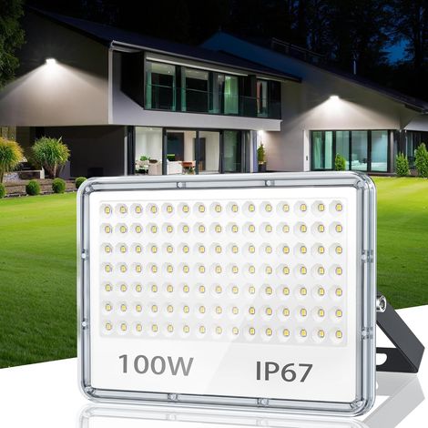 Projecteur Exterieur LED 100W, 10000LM Spot LED Extérieur IP67 Imperméable, 6500K Blanc Froid Eclairage Exterieur pour Jardin Terrasse Garage Usine (1/5)